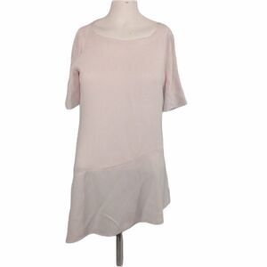 Eileen Fisher Silk Bateau Neck Asymmetric Hem Top